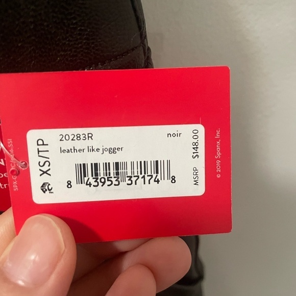 NWT Spanx Faux Leather Jogger Pants | Noir Black | size xp - Picture 4 of 5